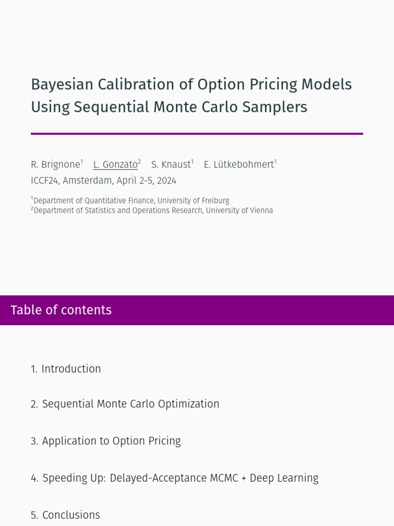 Bayesian Calibration in Option Pricing | PDF | Monte Carlo Method ...
