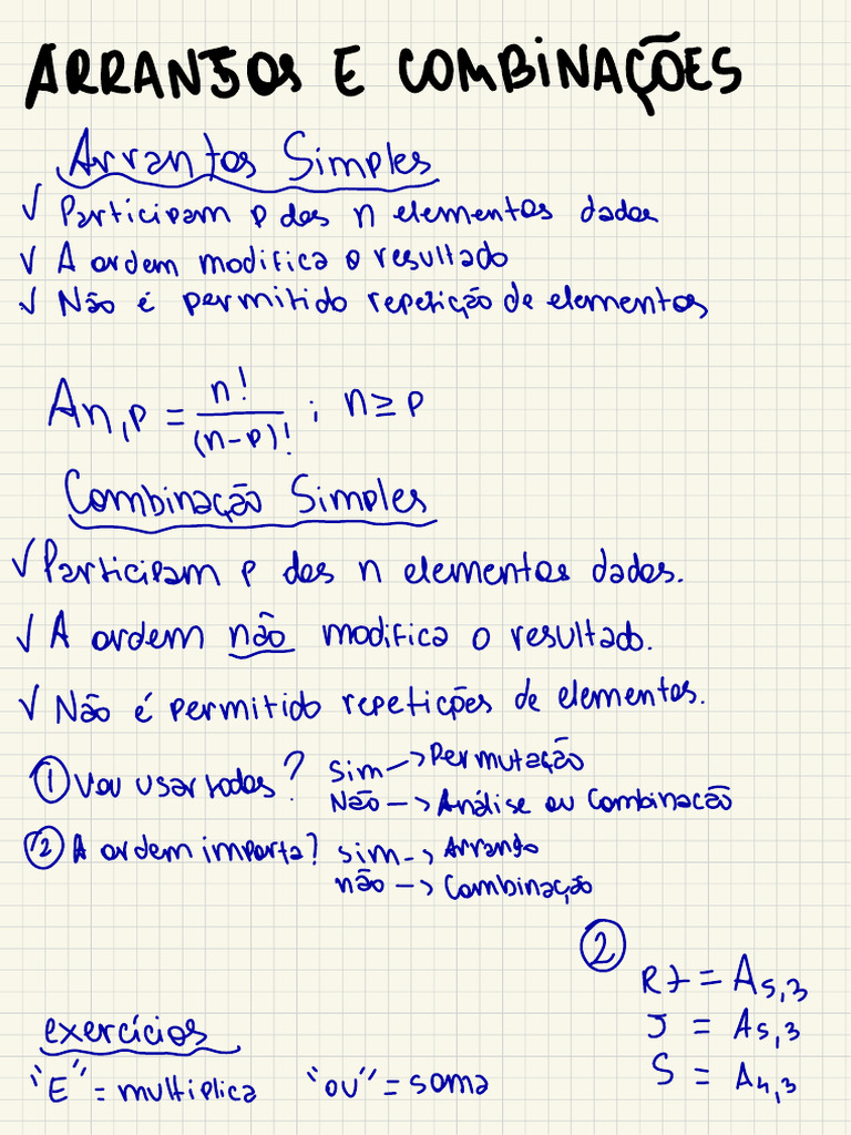 Arranjos e Combinações | PDF