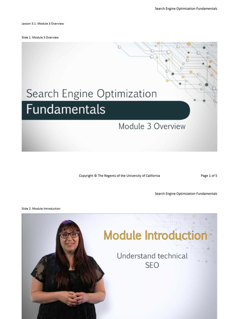 SEO Fundamentals Module 3 Overview | PDF