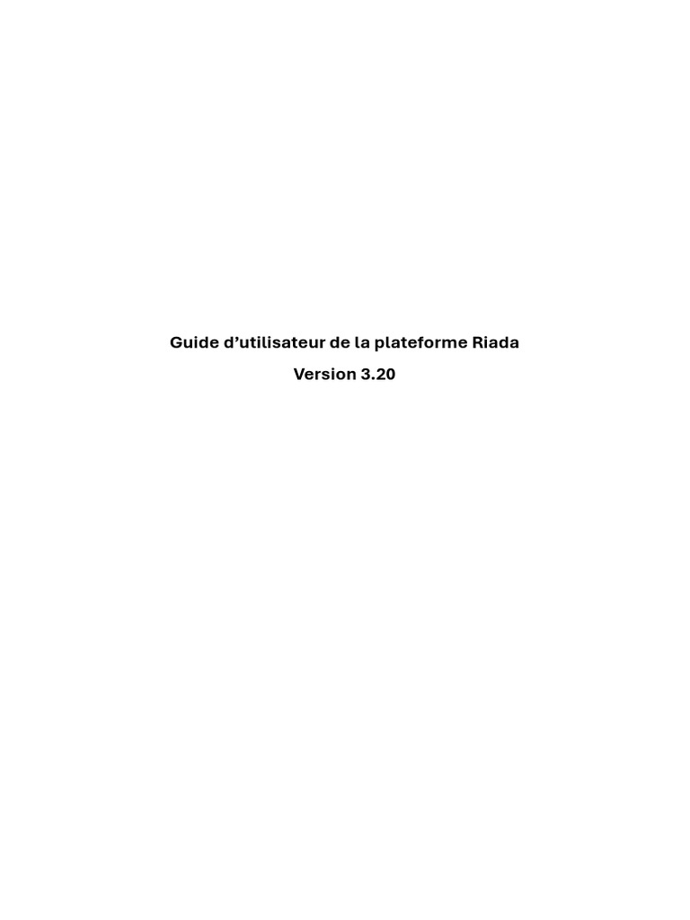 Guide utilisateur plateforme Riada 3.20 | PDF