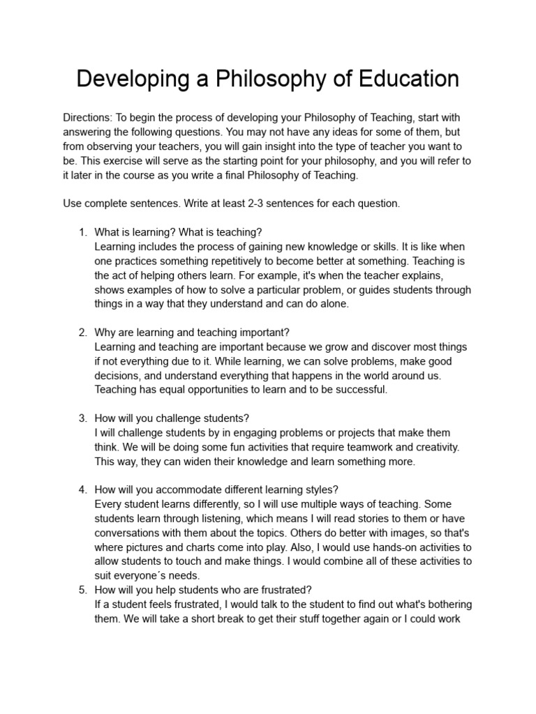 Crafting Your Teaching Philosophy | PDF | Philosophy Of Education ...