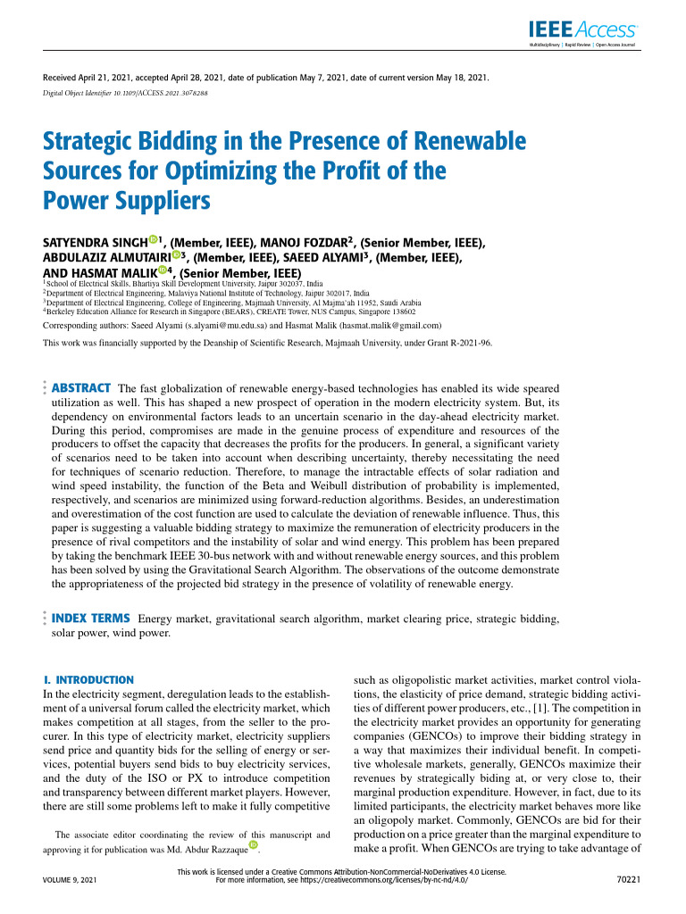 Strategic Bidding in The Presence of Renewable Sources For Optimizing ...