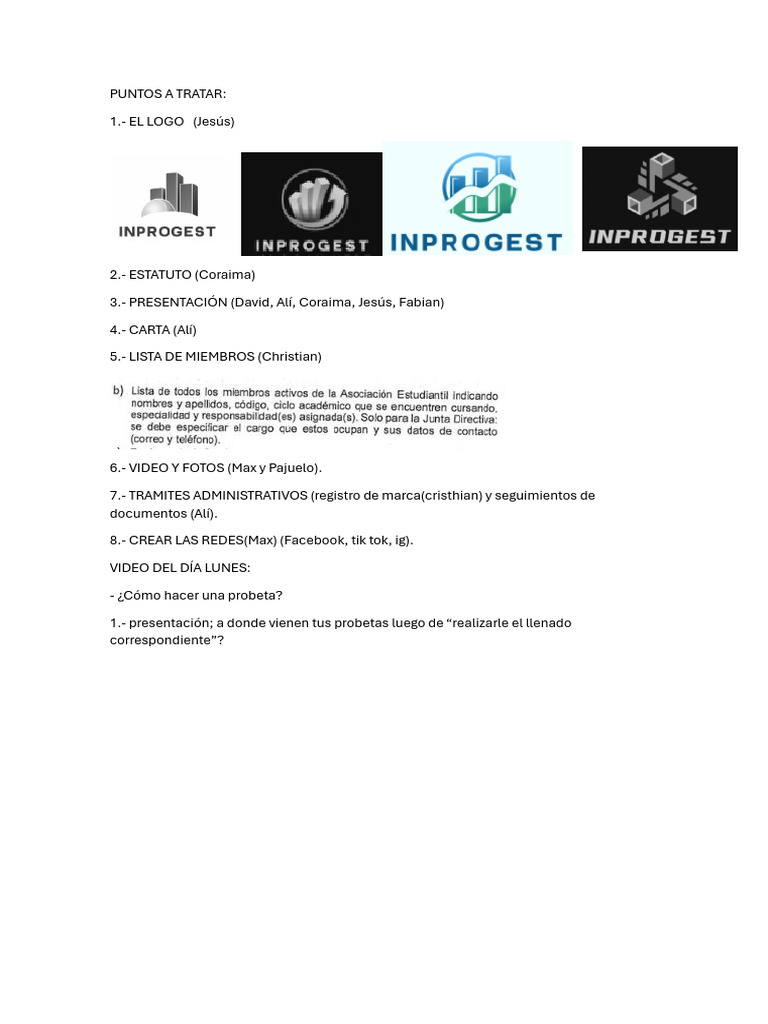 Puntos A Tratar | PDF