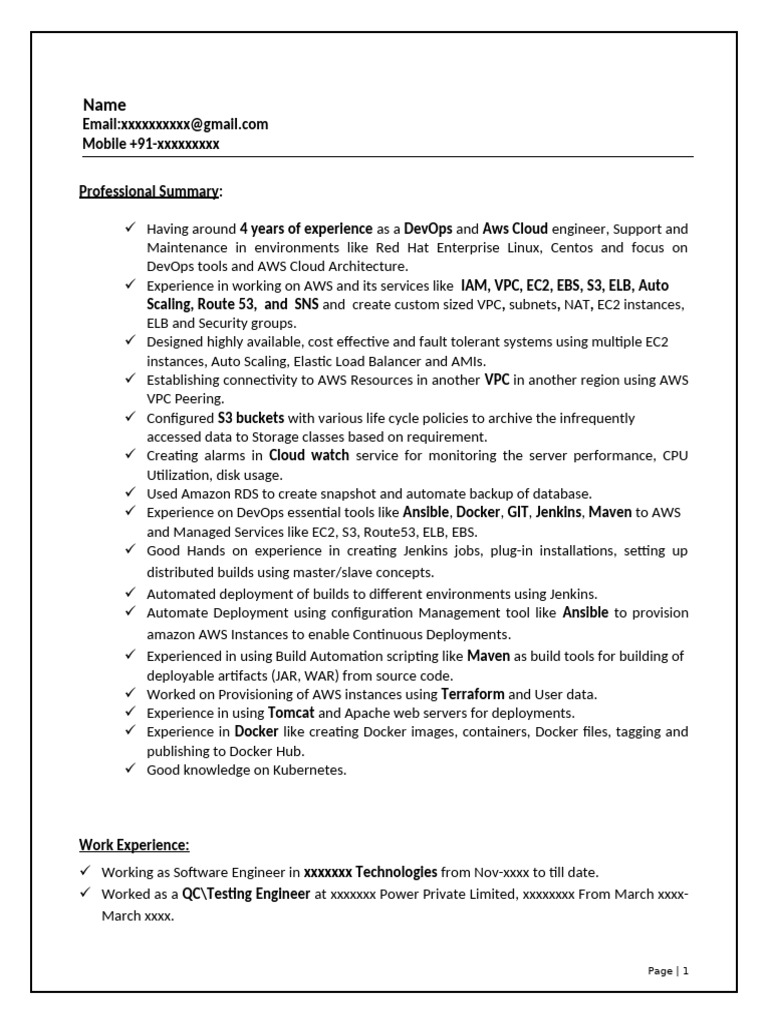 DevOps Resume 10-210322-120700 | PDF | Amazon Web Services | Cloud ...