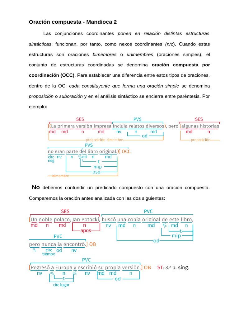 Oración Compuesta - Teoría | PDF | Oración (Lingüística) | Sintaxis