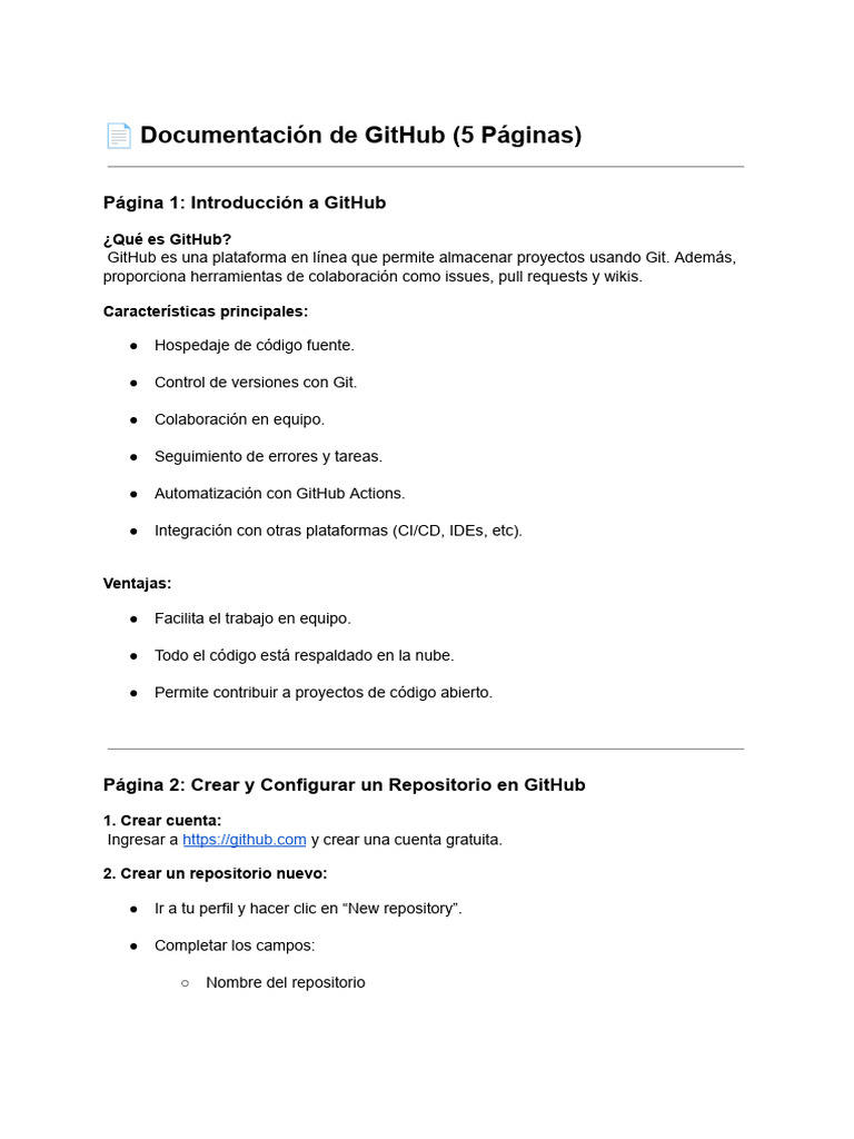 Guía Completa de Documentación GitHub | PDF | Git (software) | Control ...