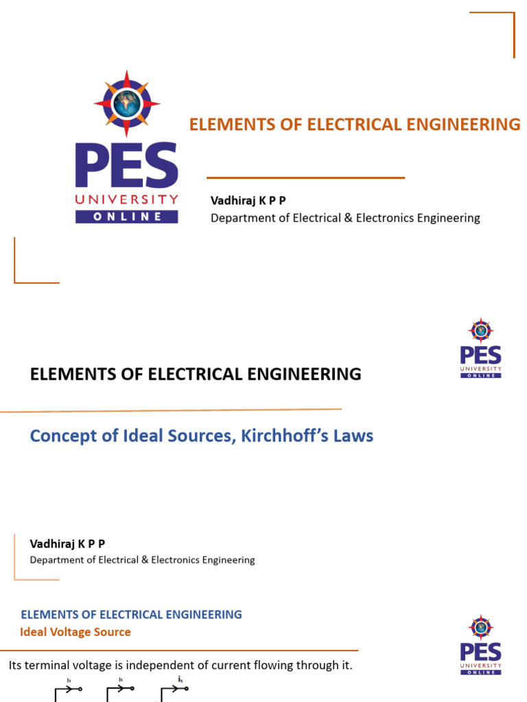 Elements of Electrical Engineering: Vadhiraj K P P | PDF | Voltage ...