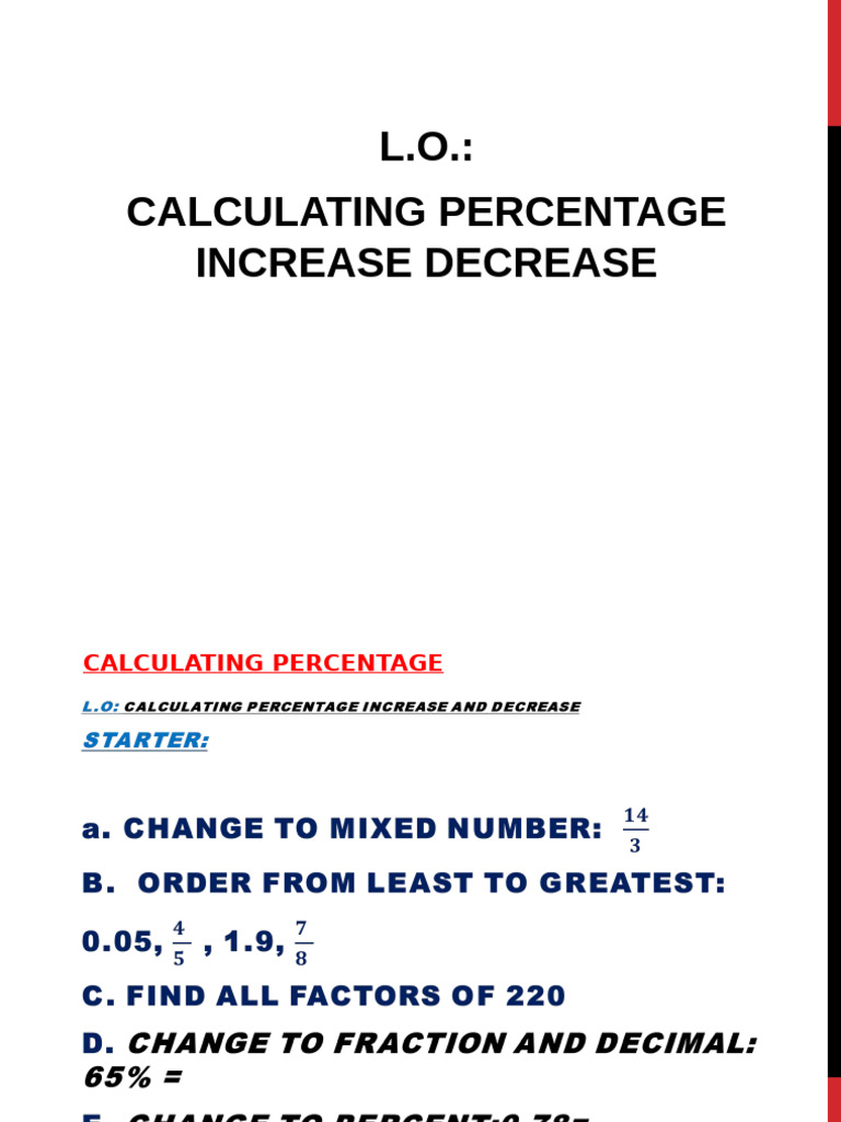 Calculating Percentage Increases & Decreases | PDF | Percentage ...