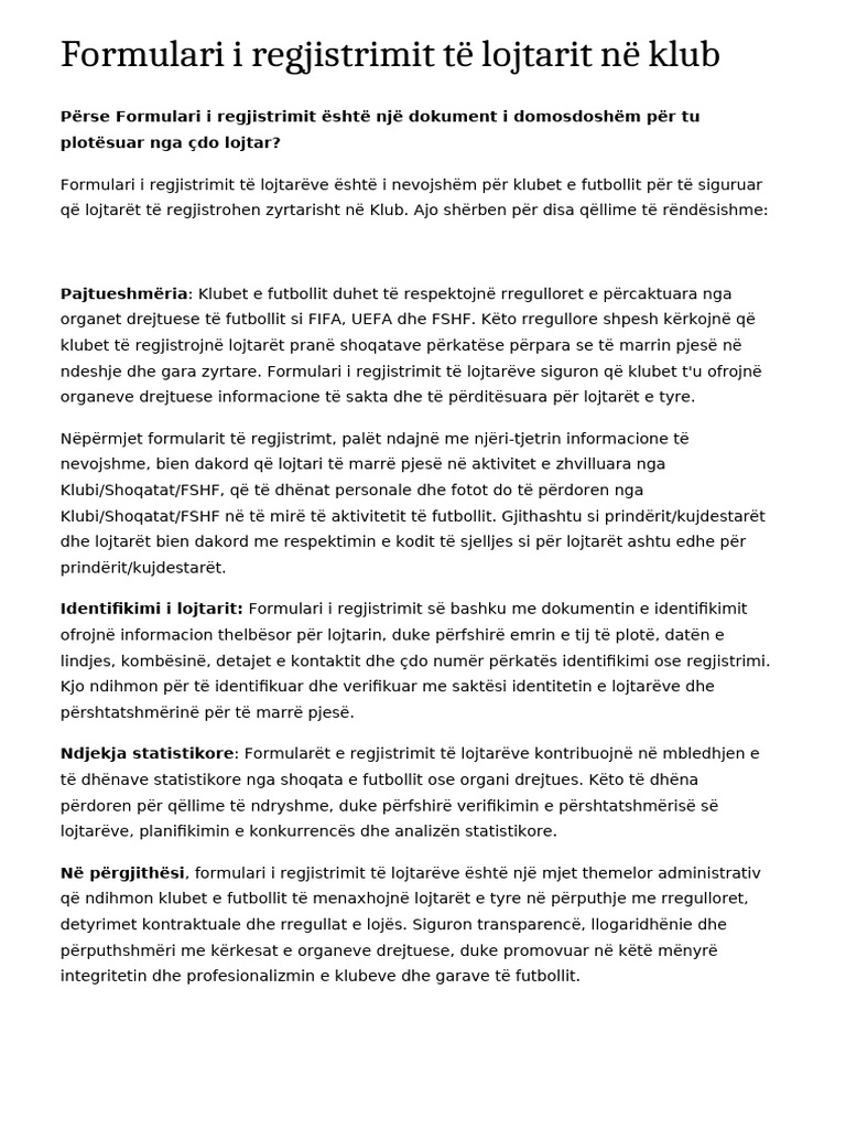 Forme Regjistrimi | PDF