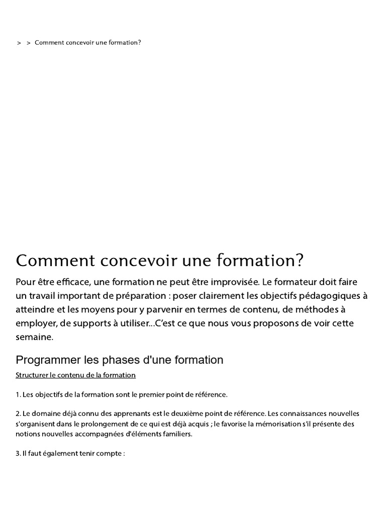 Concevoir une formation efficace | PDF | Pédagogie