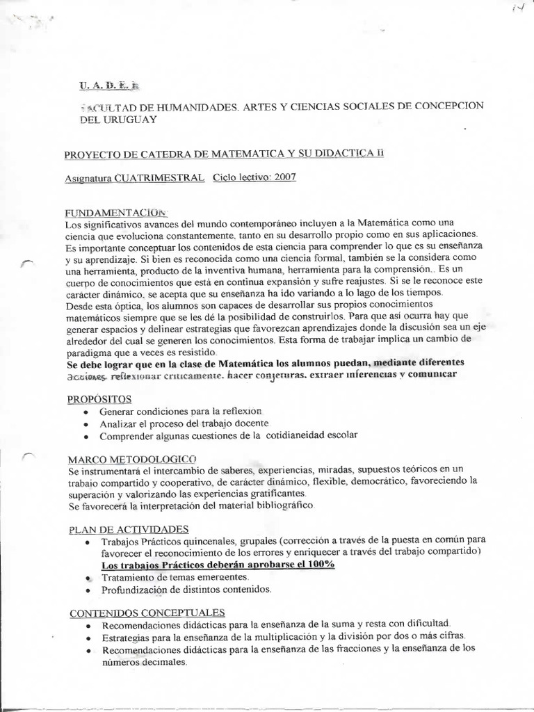 Matematica y Su Didactica II (Prof. Bruno, V.) | PDF