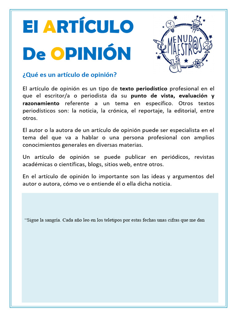 Guía del Artículo de Opinión | PDF | Autor | Comunicación humana