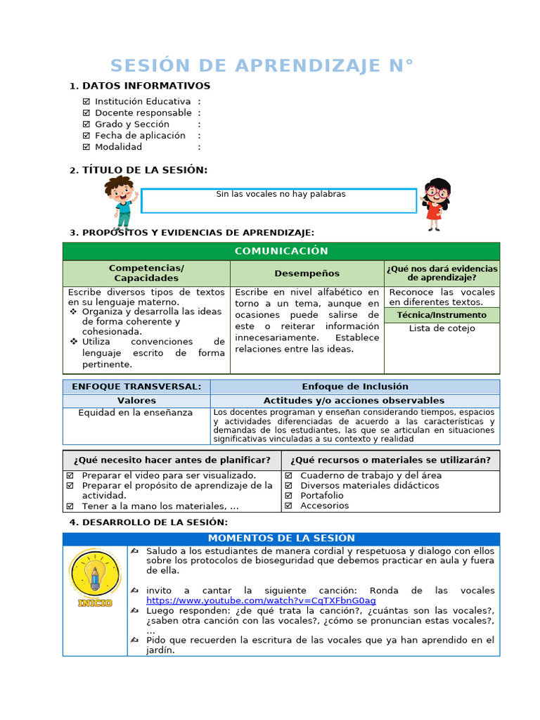 Aprendizaje de Vocales en Clase | PDF | Enseñando | Aprendizaje