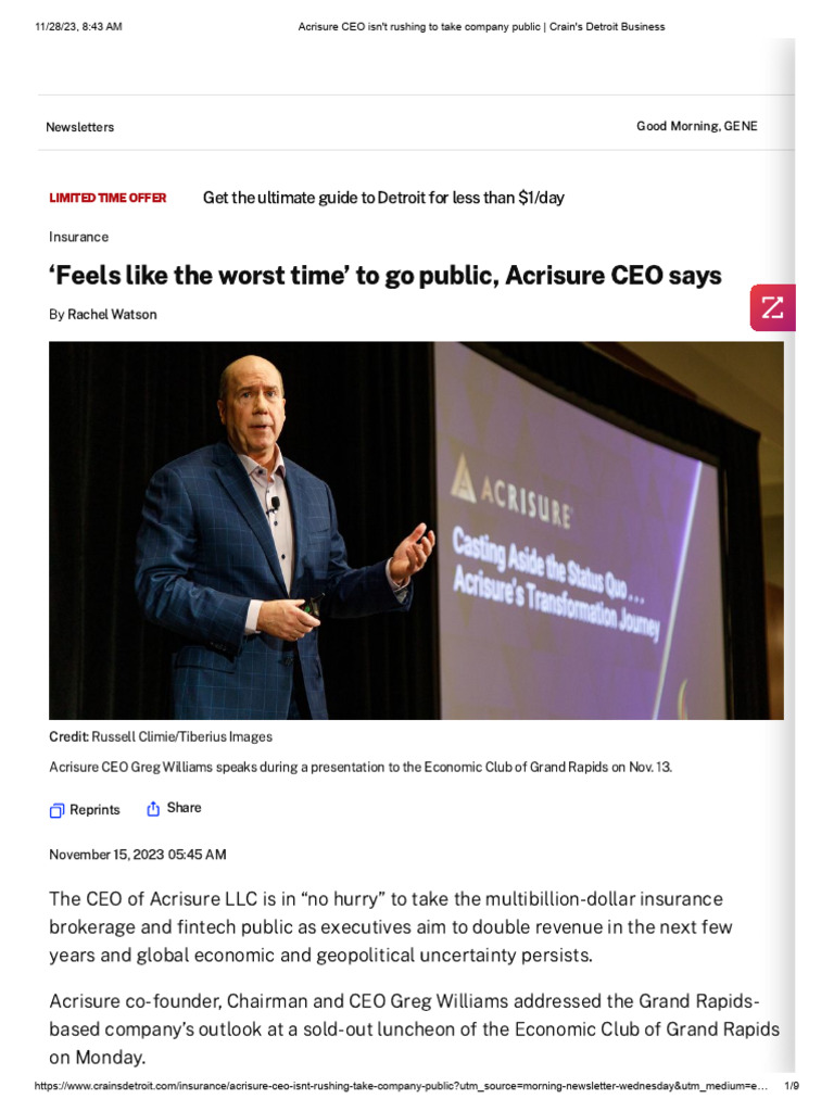 Acrisure CEO Discusses Future Plans | PDF | Artificial Intelligence ...