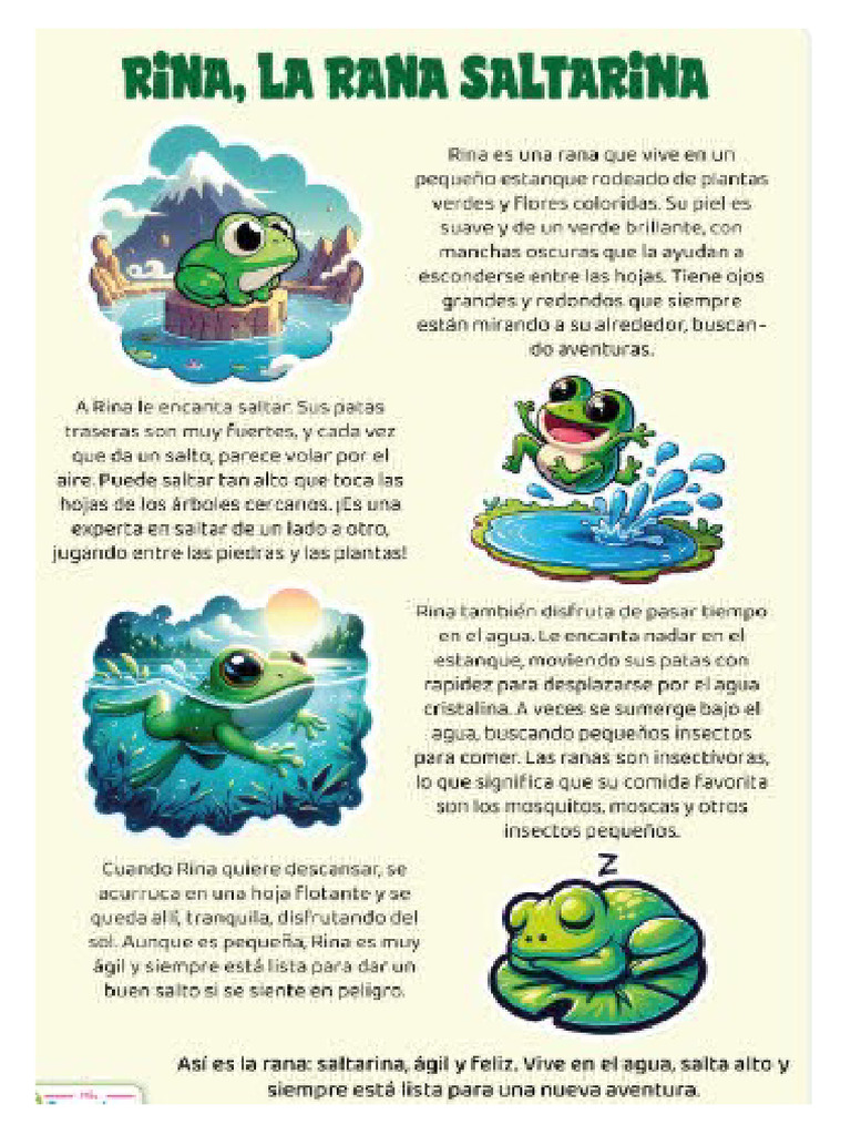 Cuento Rina La Rana Saltarina | PDF