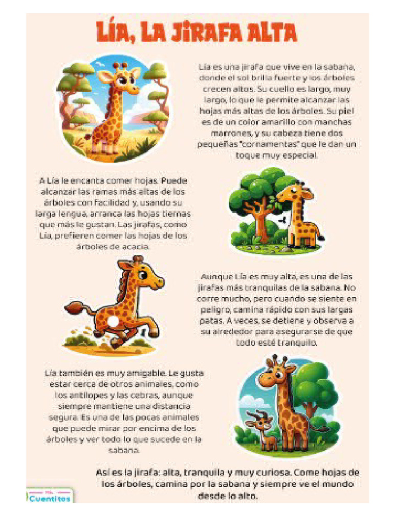 Cuento Lia La Jirafa Alta Pdf
