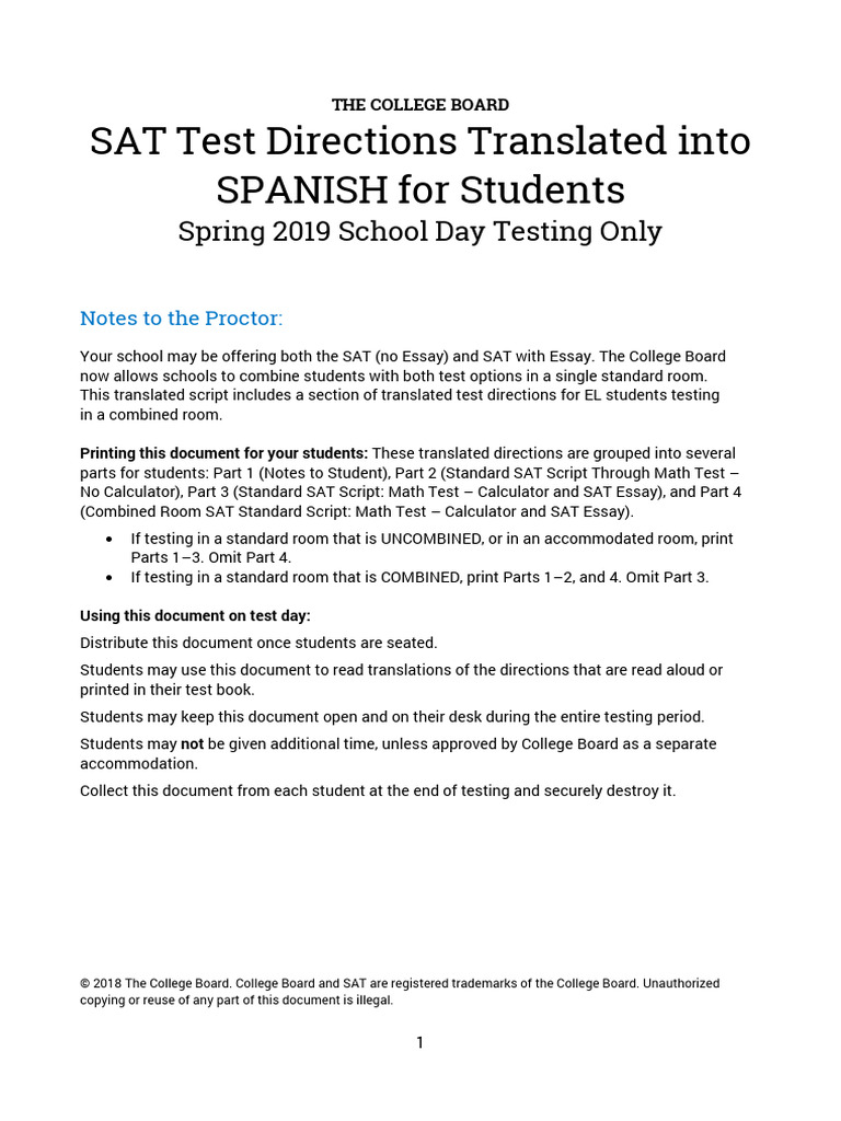 Instrucciones SAT en Español 2019 | PDF | Ángulo | Se sentó