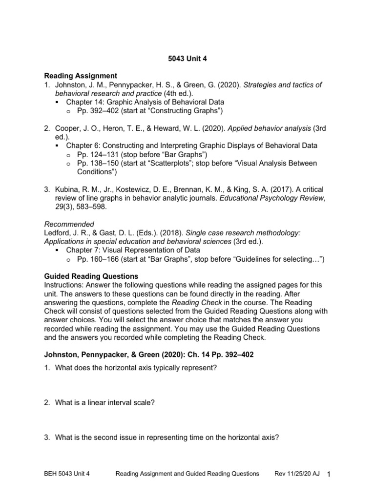 Unit 4: Behavioral Data Graphing Guide | PDF