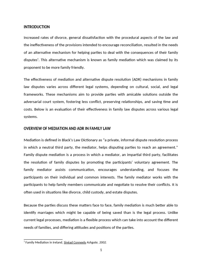 Effectiveness of Family Mediation and ADR | PDF | Mediation ...