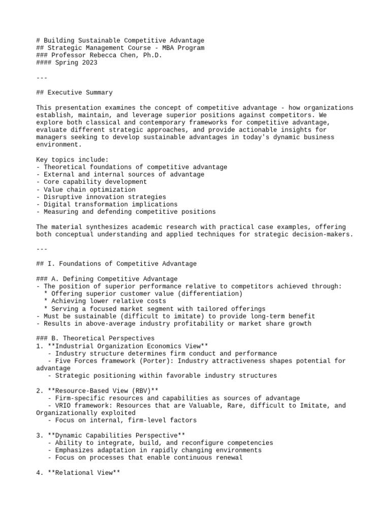 Business Strategy Competitive Advantage | PDF | Strategic Management ...