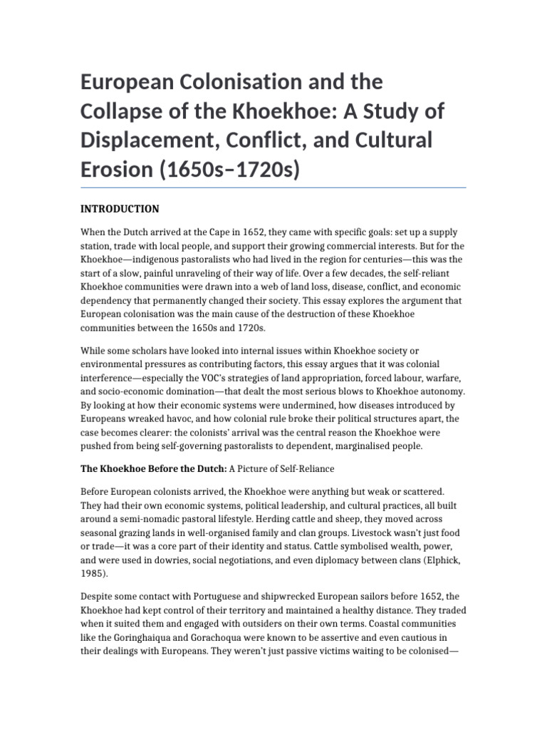 Khoekhoe Displacement and Colonial Impact | PDF | Pastoralism | Colonialism
