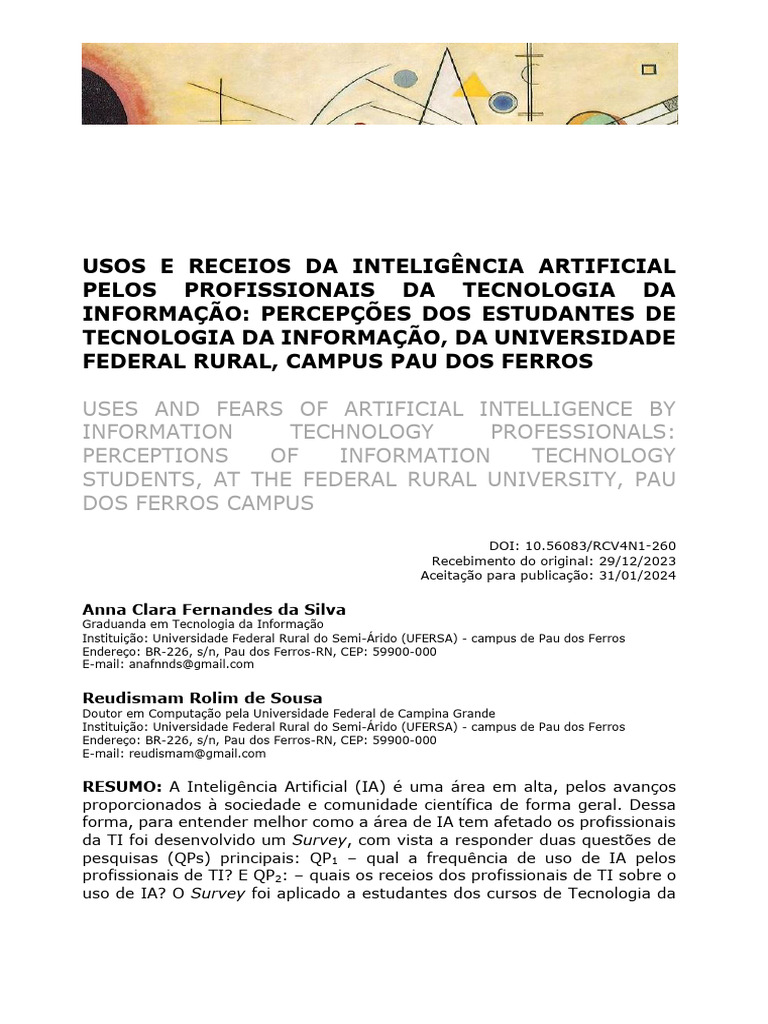 Usos e Receios da IA na TI: Estudo 2024 | PDF | Inteligência artificial ...