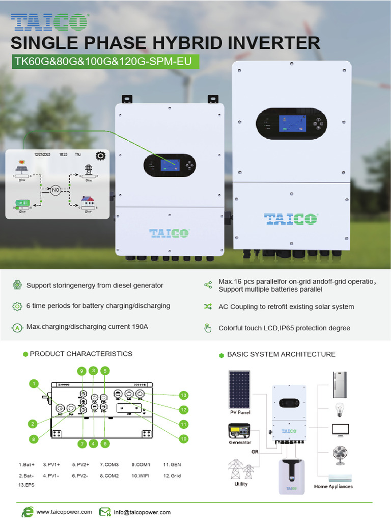 Single Phase Hybrid Inverter Specs | PDF | Alternating Current | Power ...