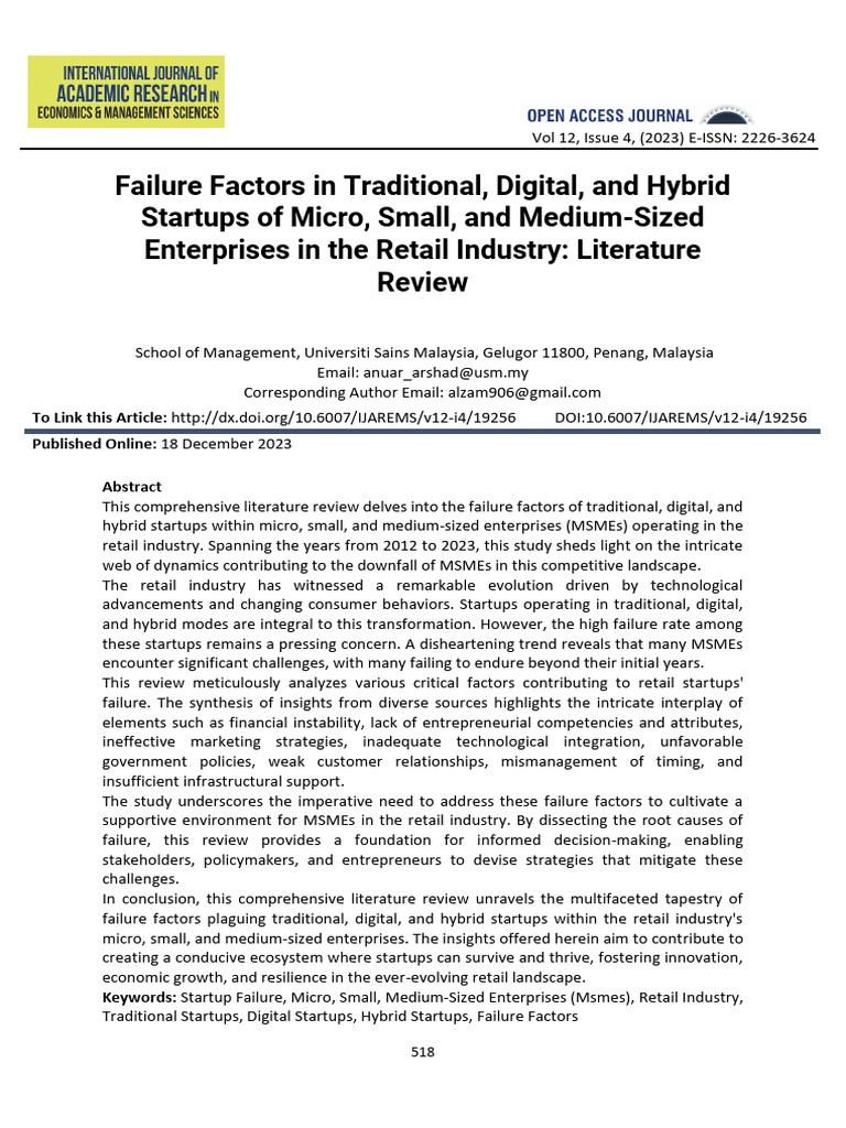 Failure Factors in Retail Startups Analysis | PDF | Startup Company ...