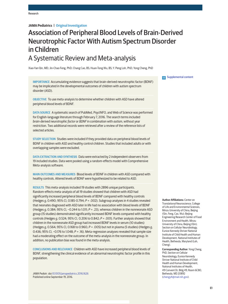 Association of Peripheral Blood Levels of Brain-Derived Neurotrophic ...