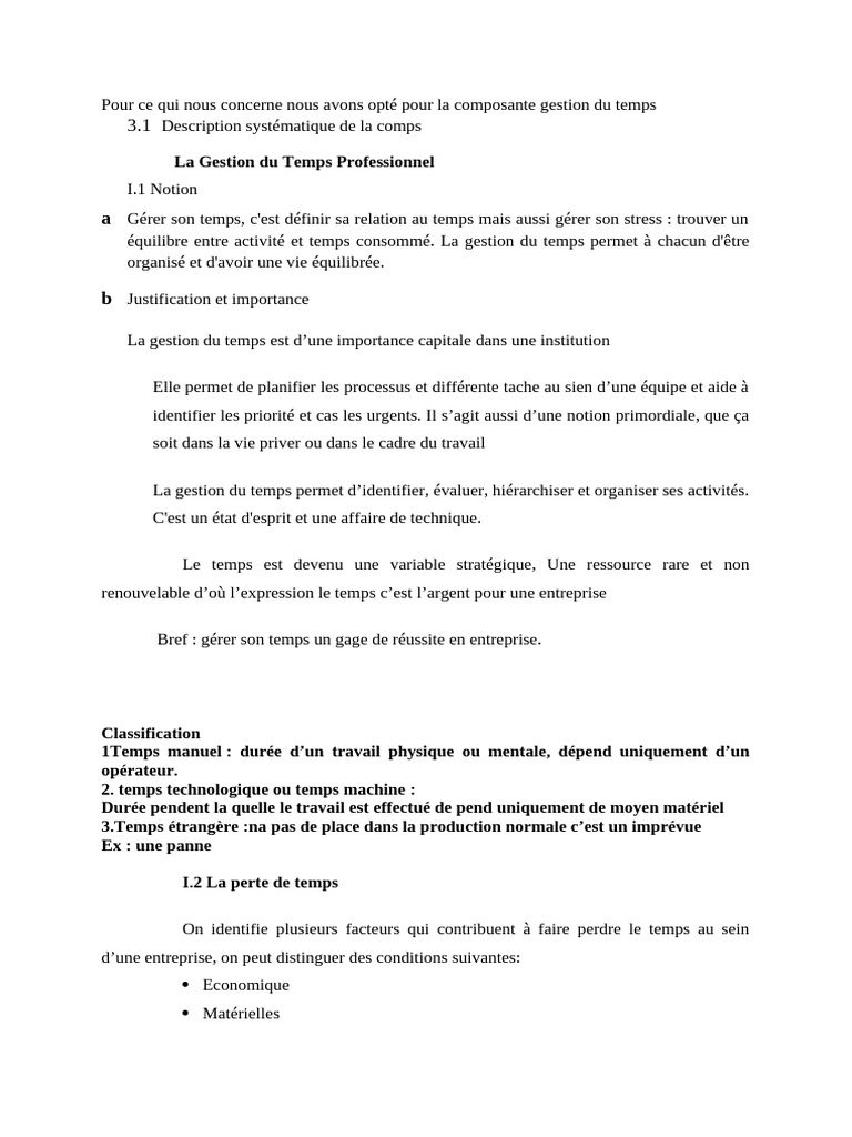 Gestion du Temps : Principes et Techniques | PDF | Business | Gestion ...