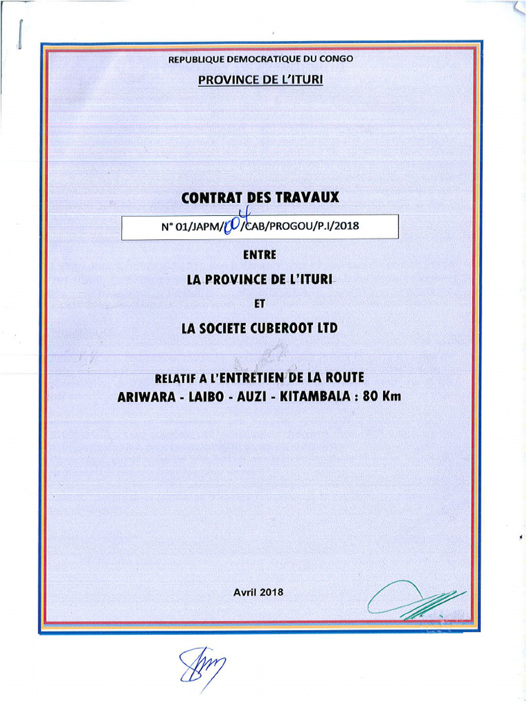 Cuberoot Kitambala Contract - Drc | PDF