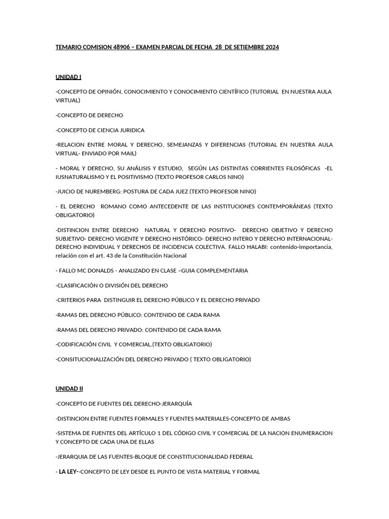 Temario C. 48906-2C 2024 | PDF | Caso de ley | La Ley natural