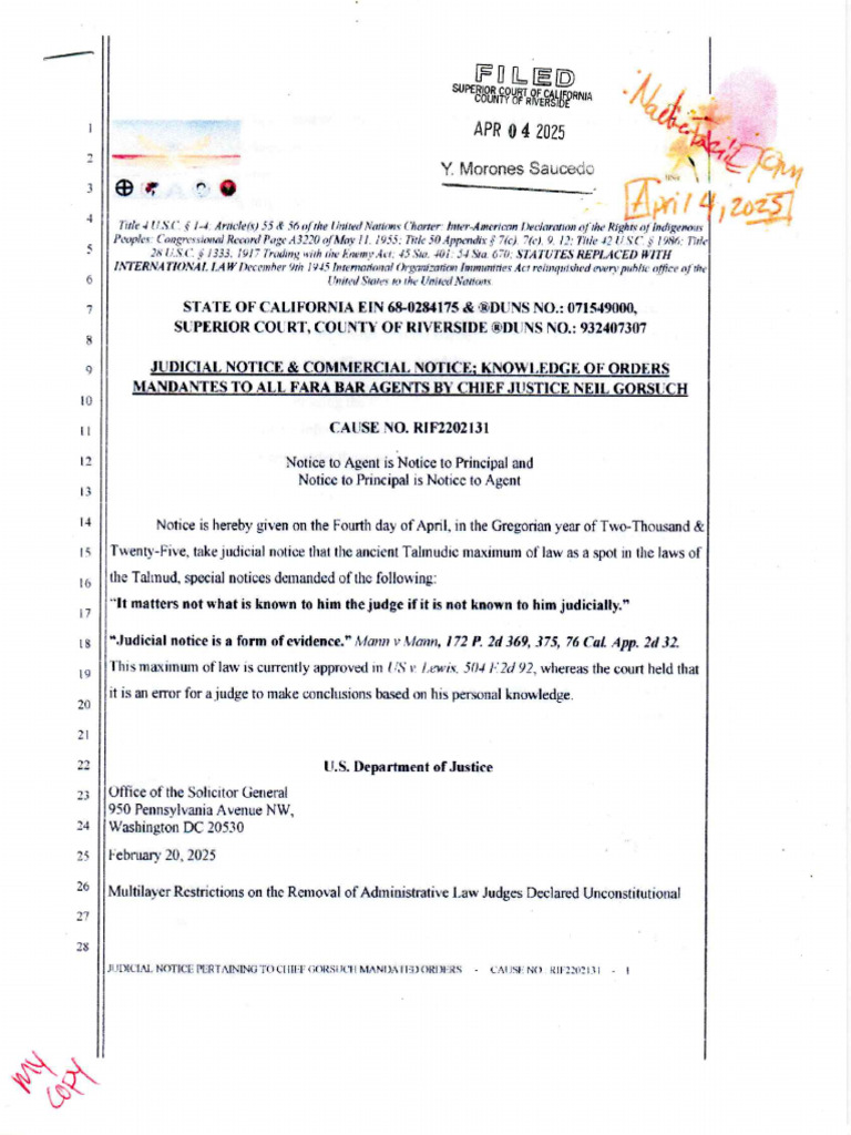 Cause No. Rif2202131 - Mandates To All Fara Bar Agents by Chief Justice ...