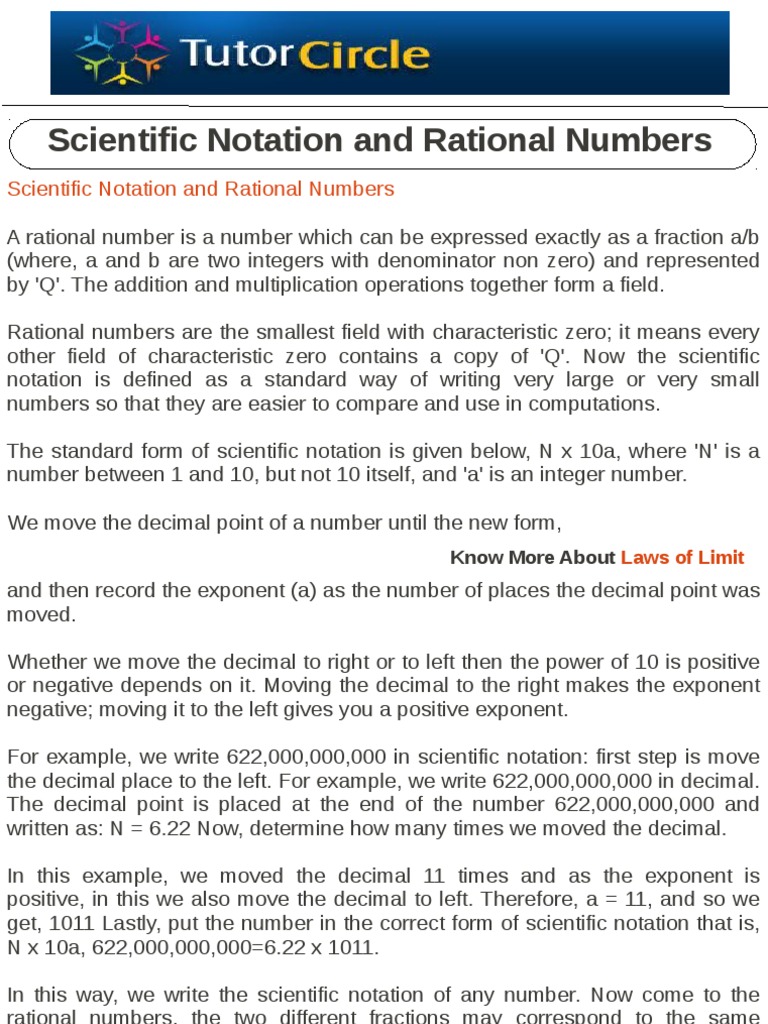 Scientific Notation and Rational Numbers | PDF