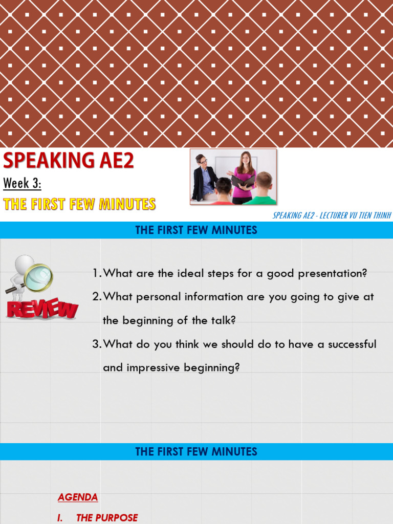 AE2 Speaking 03. The first few minutes | PDF