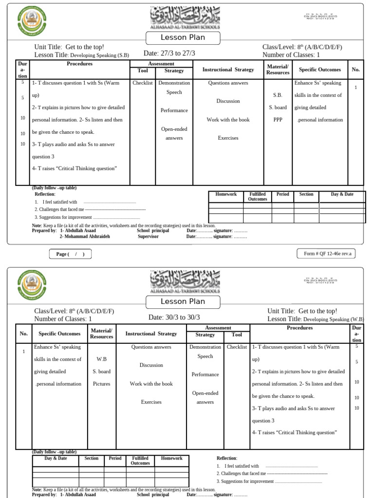 27 - 3 To 10 - 4 | PDF | Lesson Plan | Behavior Modification