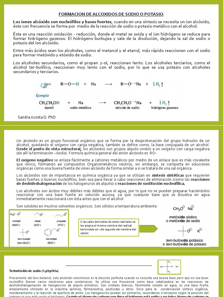 Formación de Alcóxidos: Síntesis y Usos | PDF | Ácido | Radical (Química)