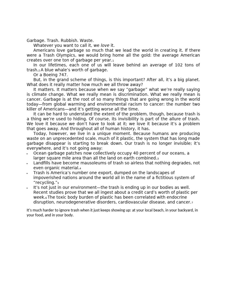 Year of No Garbage | PDF