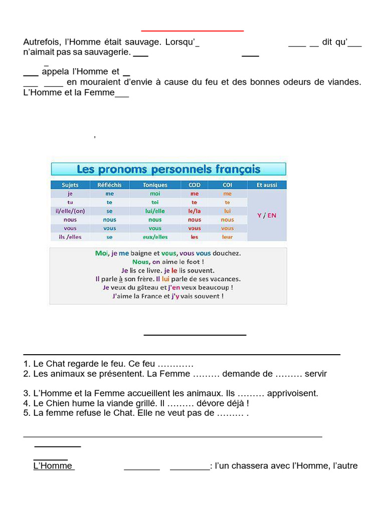 Les pronoms de reprise en CM2 | PDF | Pronom | Chats