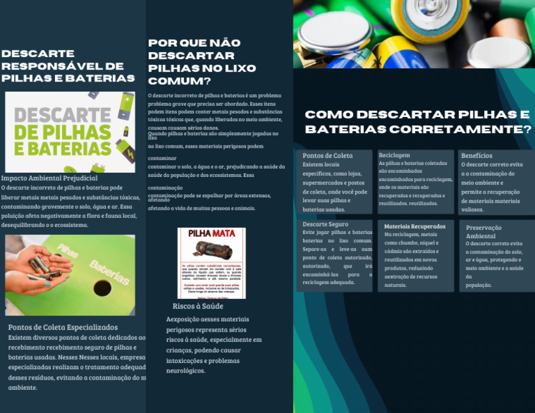 Descarte Seguro de Pilhas e Baterias | PDF | Desperdício | Reciclagem