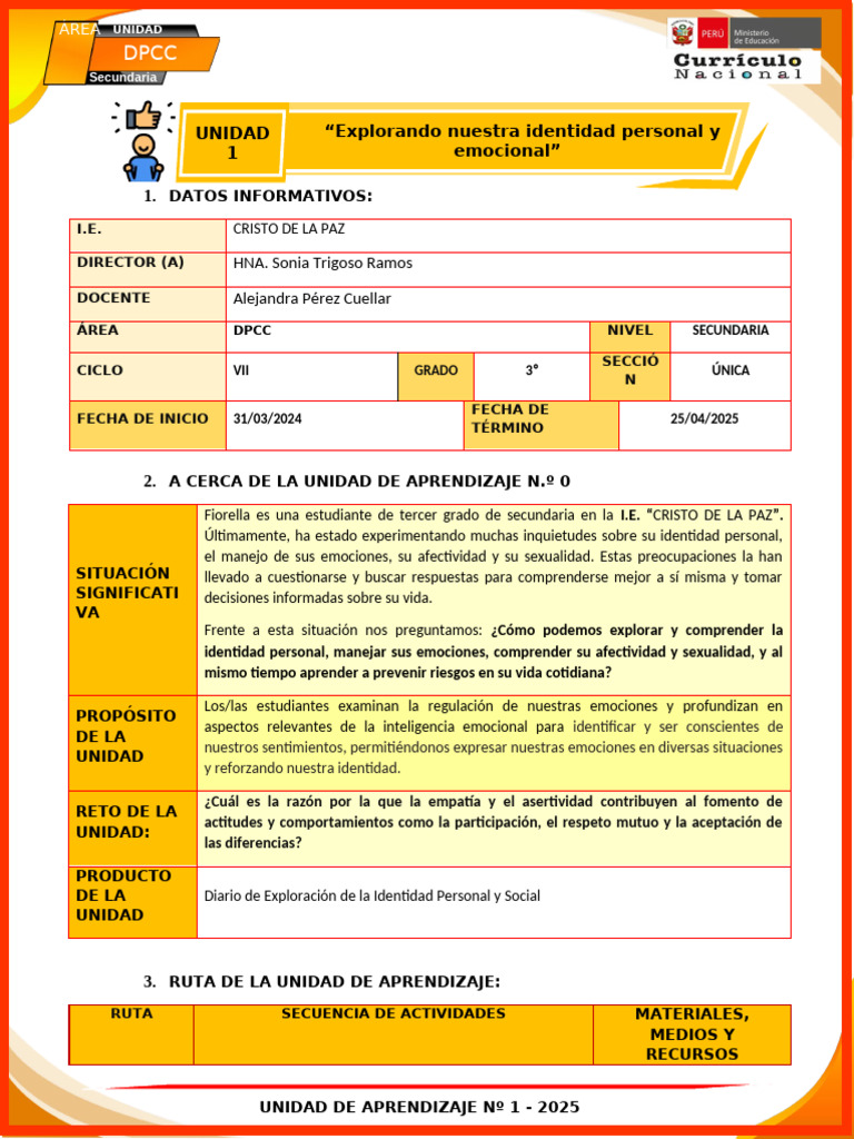 Exploración de la Identidad en DPCC 2025 | PDF | Aprendizaje | Las ...
