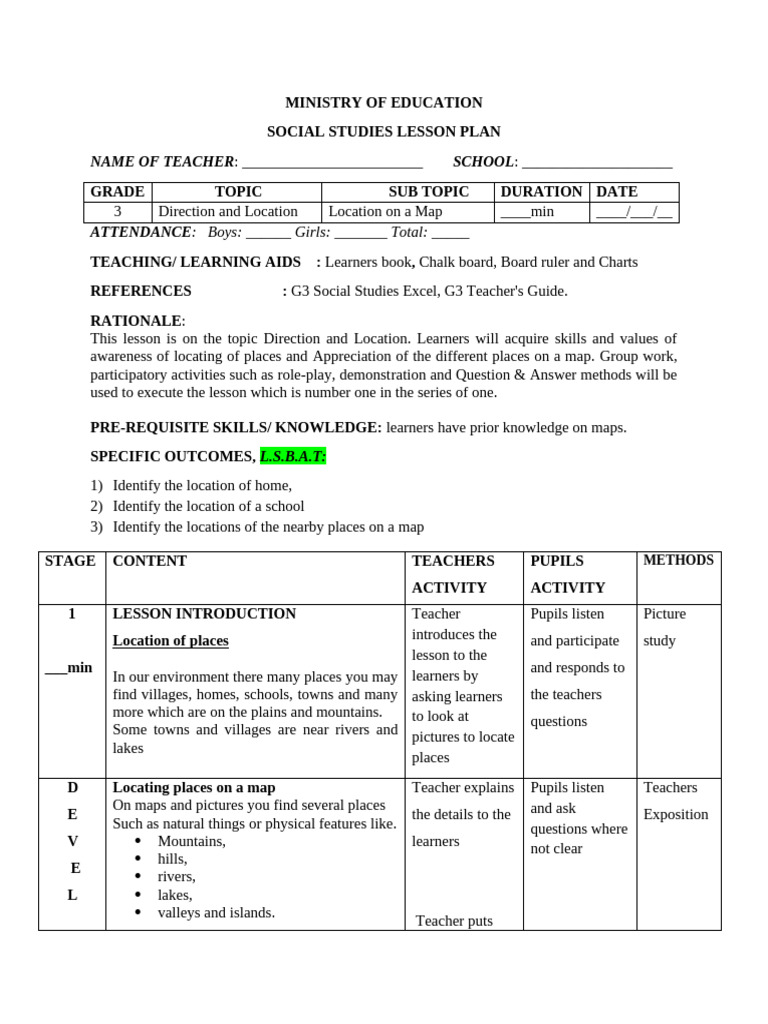 Social Studies Lesson Plan for Grade 3 | PDF | Learning | Teachers