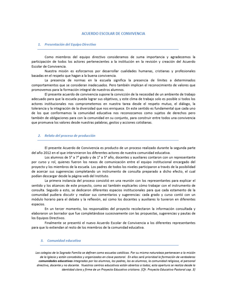 Acuerdo Escolar de Convivencia 2023 | PDF | Escuelas | Maestros