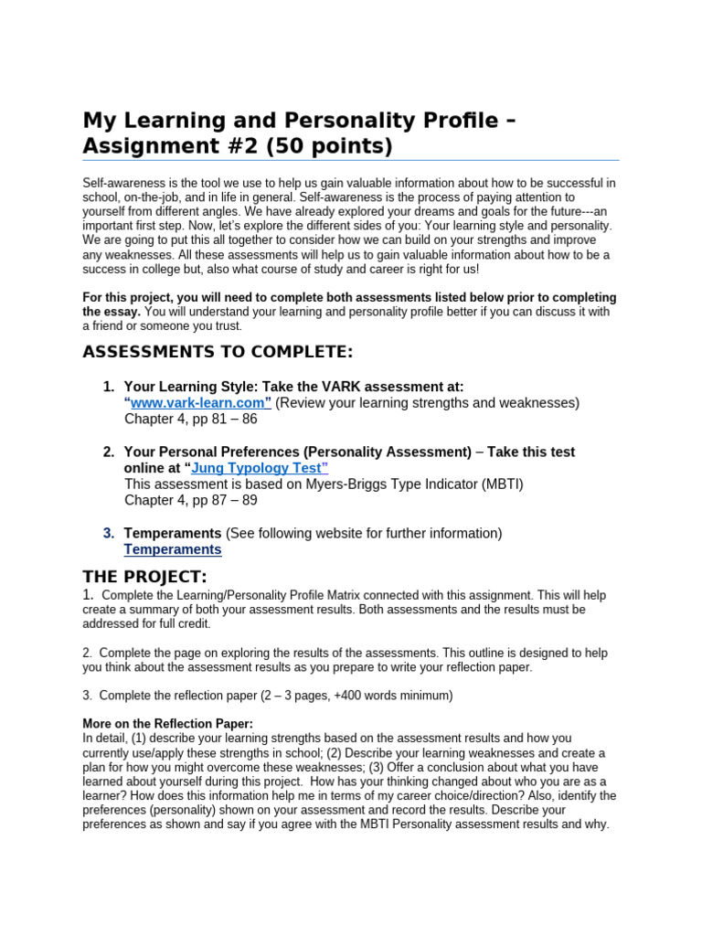 Essay 2 Learning And Personality Pdf Learning Styles Learning