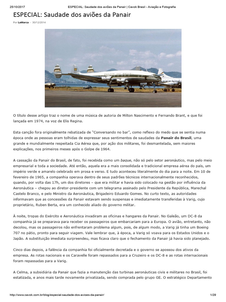 História da Panair do Brasil | PDF | Aviação