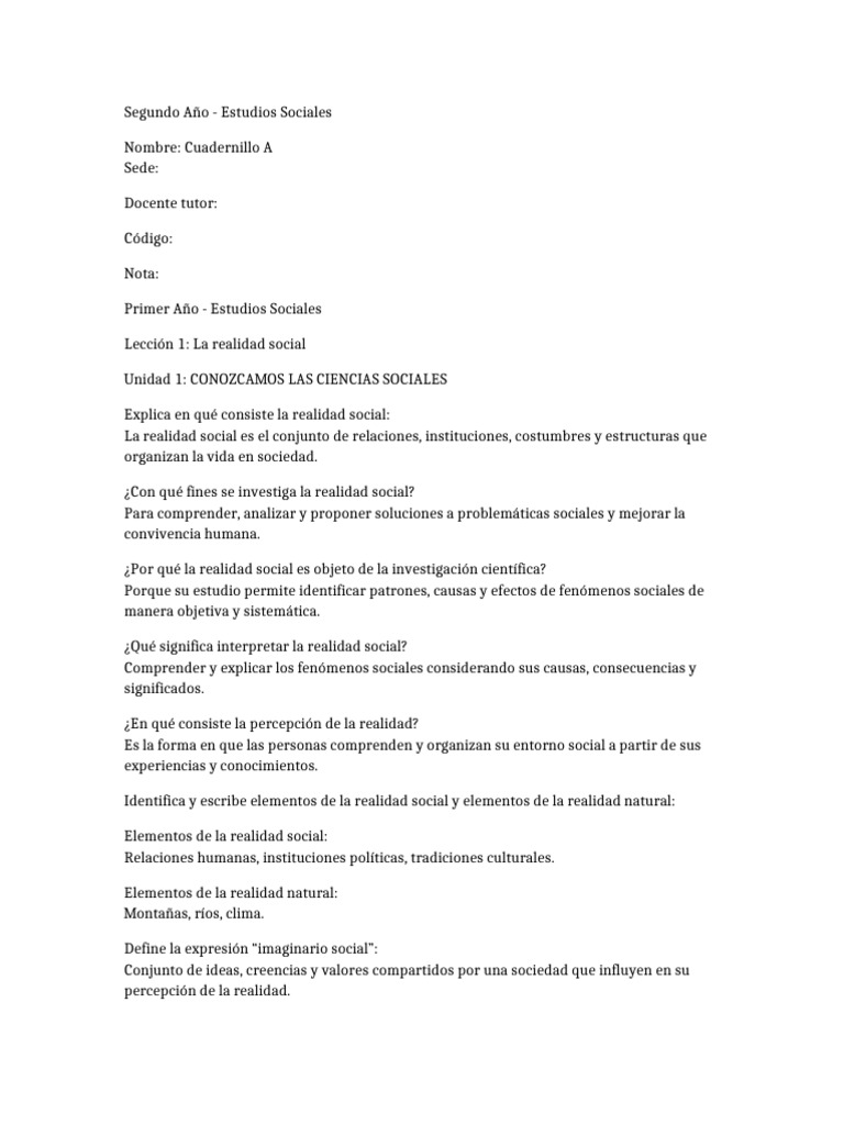 Introducción a la Realidad Social y Ciencias Sociales | PDF ...