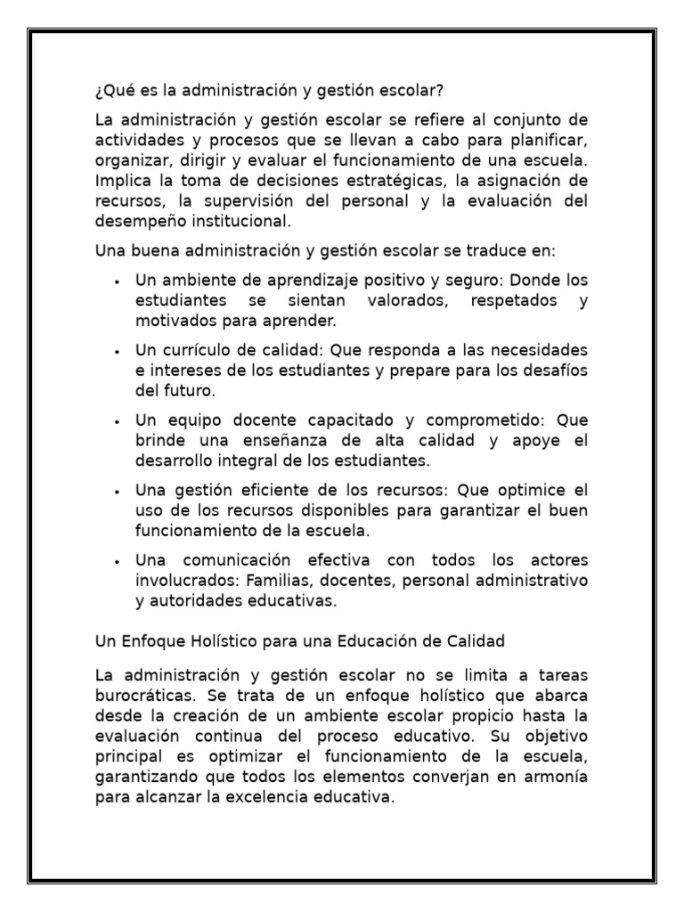 Administración y Gestión Escolar Efectiva | PDF | Plan de estudios ...