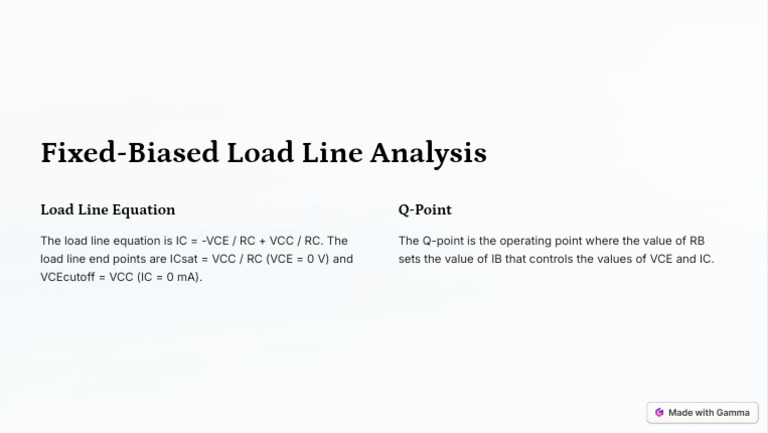 Fixed-Biased Load Line Analysis Guide | PDF