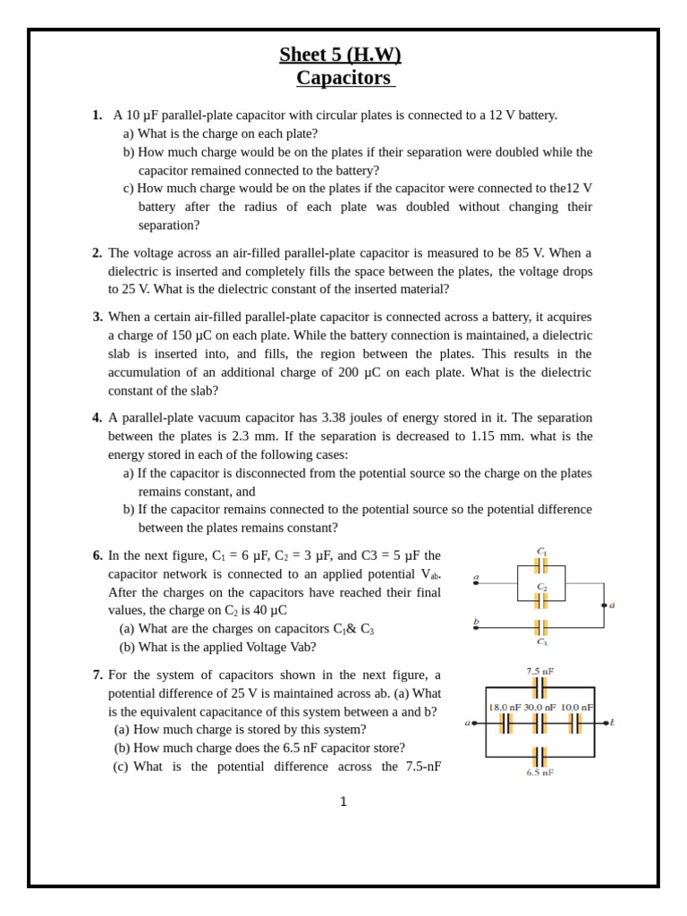 Capacitor Charge and Energy Calculations | PDF | Capacitor | Capacitance