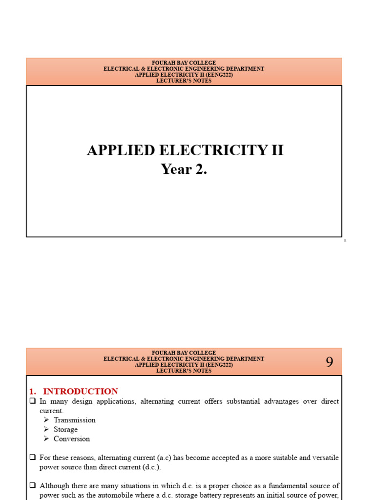 Applied Electricity II Lecture Notes | PDF | Electrical Impedance ...